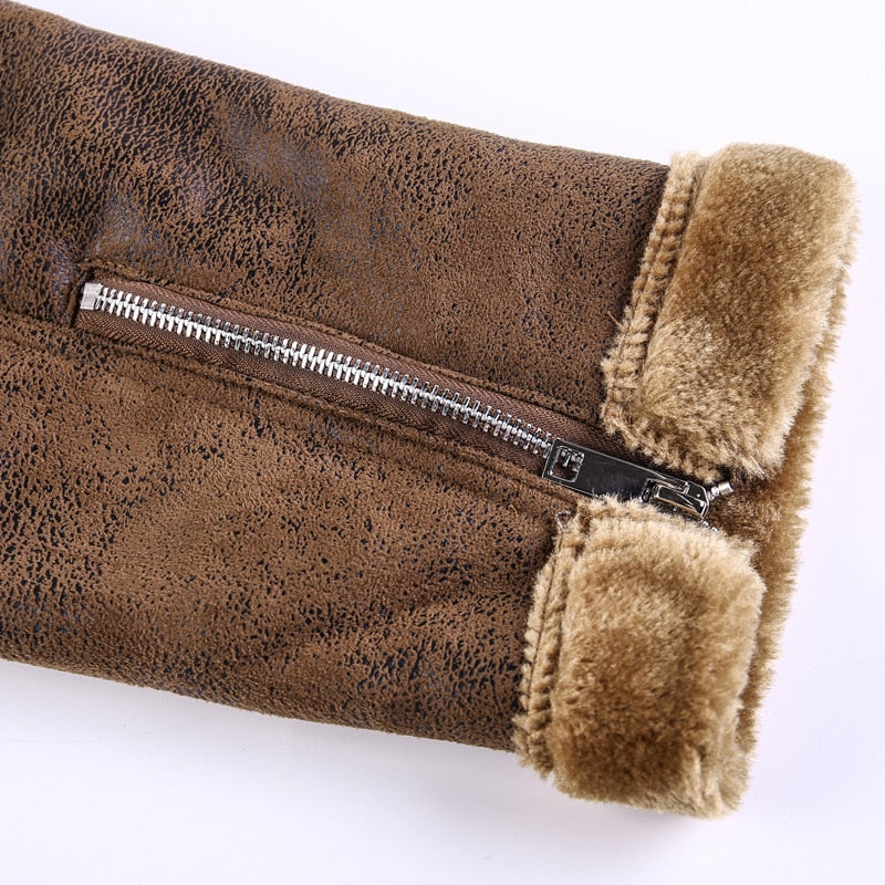 Leather Biker Jacket With Fleece Lining
