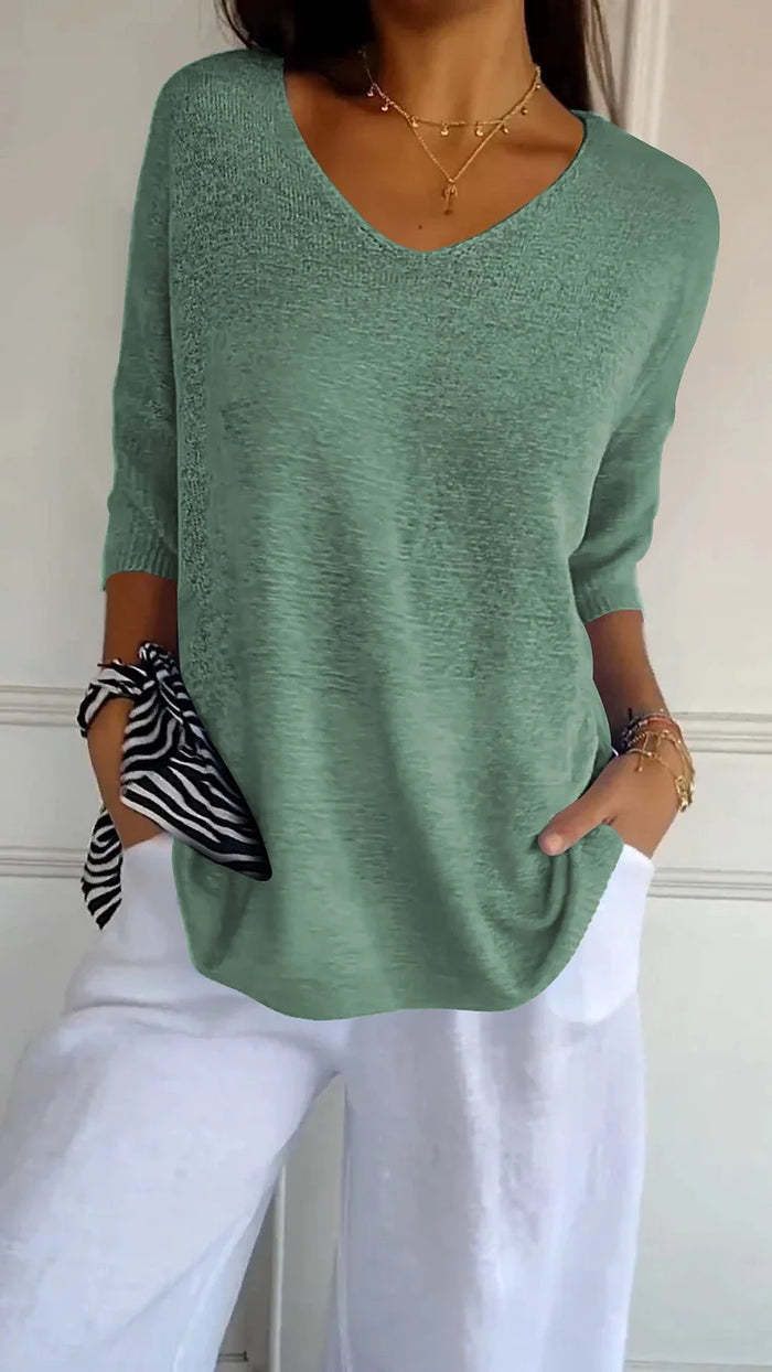 Comfortable Knitted V-neck Top