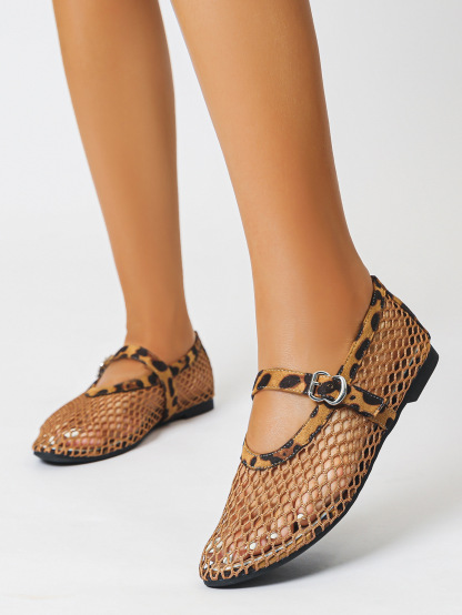 Women's Mesh Ballet Flats Comfy Mary Jane Shoes