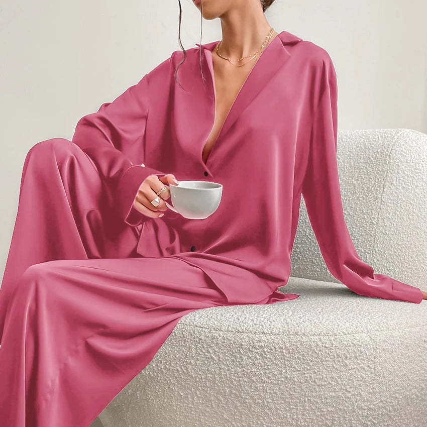 Silky Elegance OverSized Pajama Set