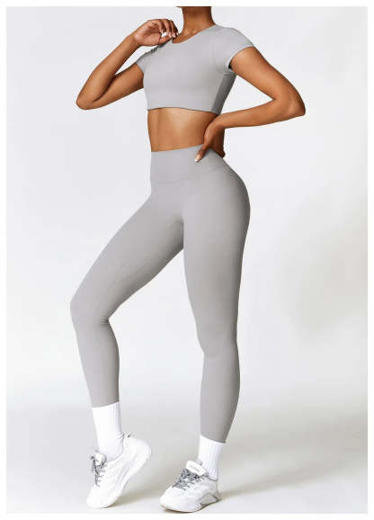 Seam Yoga Set With Crop Top
