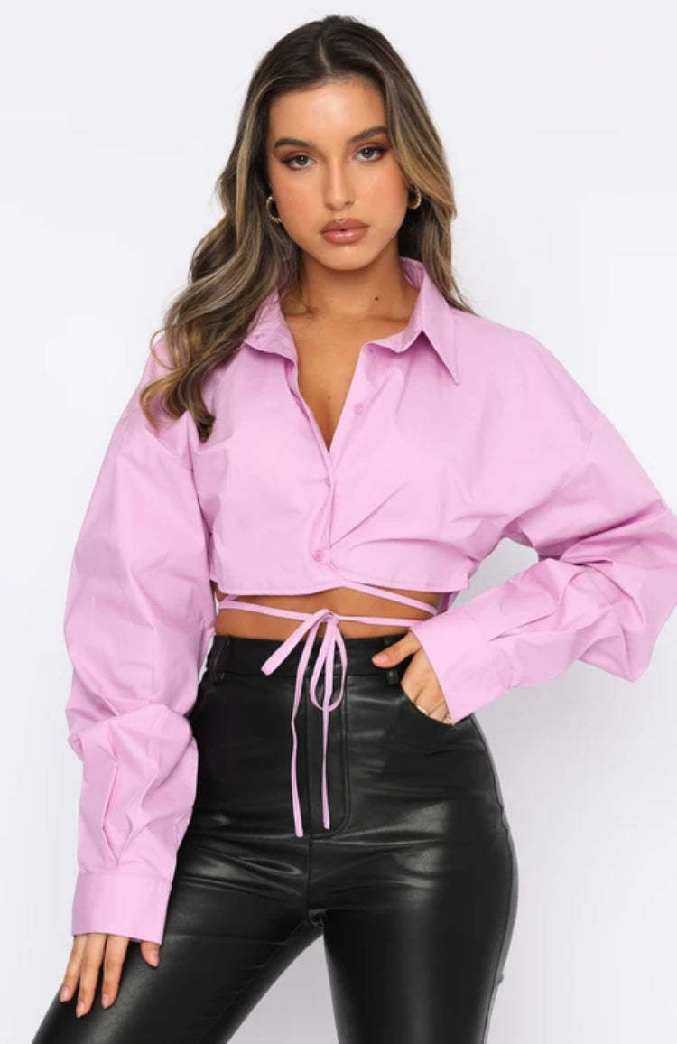 Tie-Front Cropped Shirt