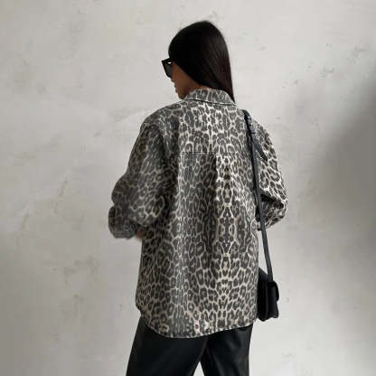Leopard Print Denim Jacket