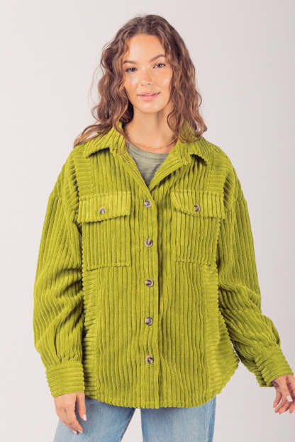 Autumn Corduroy Textured Button-Up Jacket