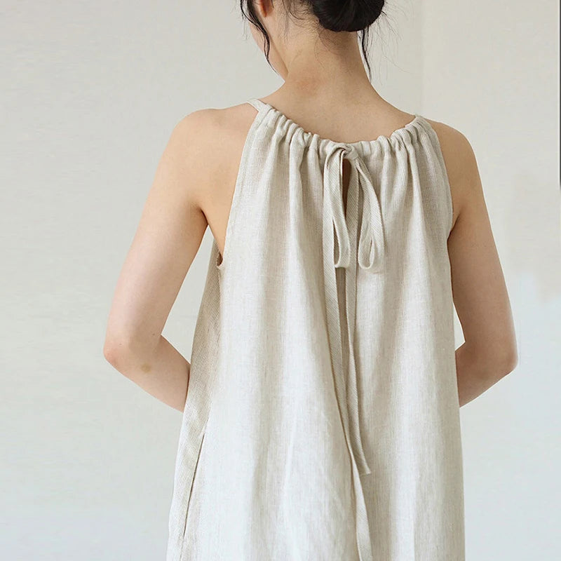 Linen Halterneck Maxi Dress