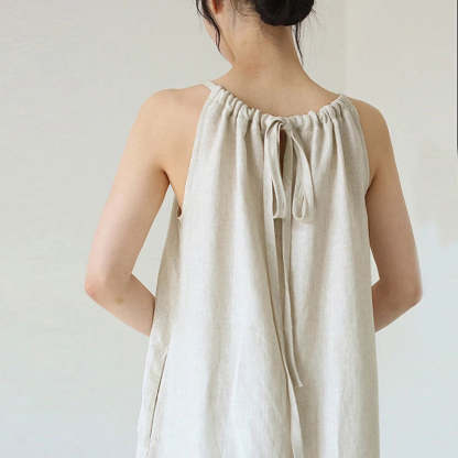 Linen Halterneck Maxi Dress