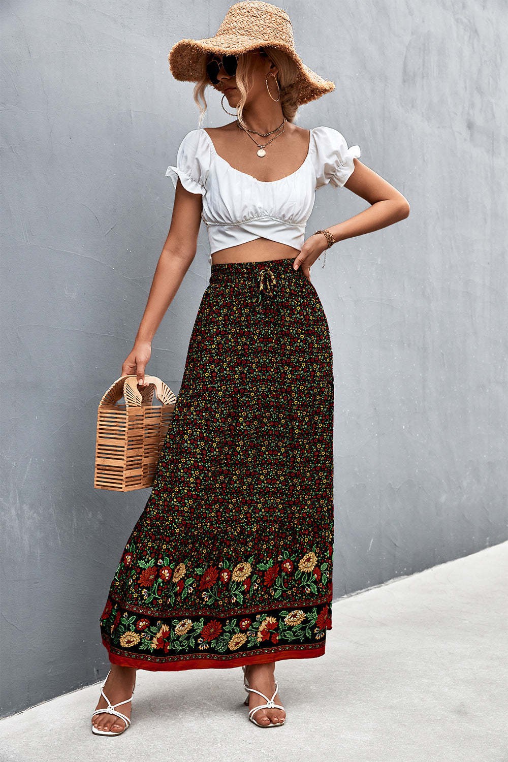 Hemian Floral Maxi Skirt