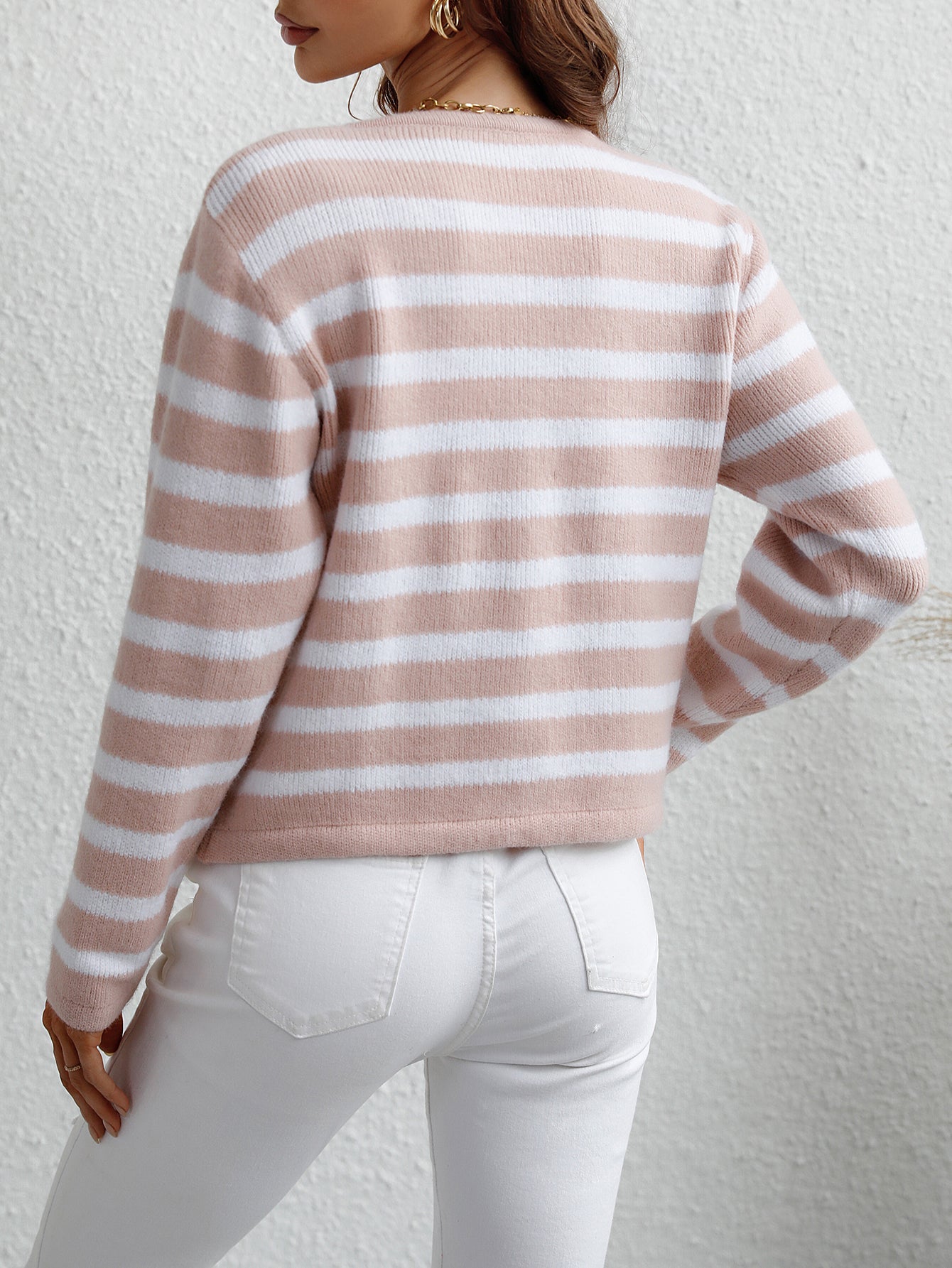 Striped Button-Up Cardigan