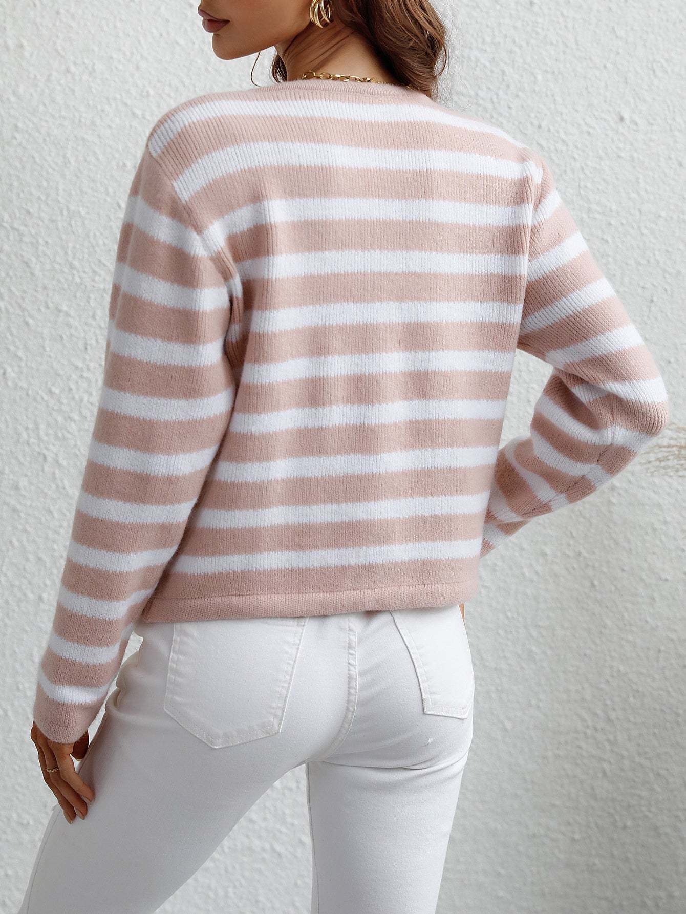 Striped Button-Up Cardigan