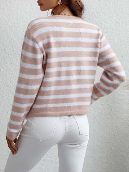 Striped Button-Up Cardigan