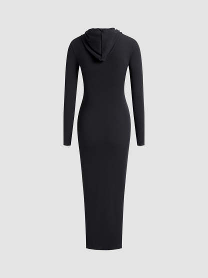 Casual Hooded Dress with Drawstring