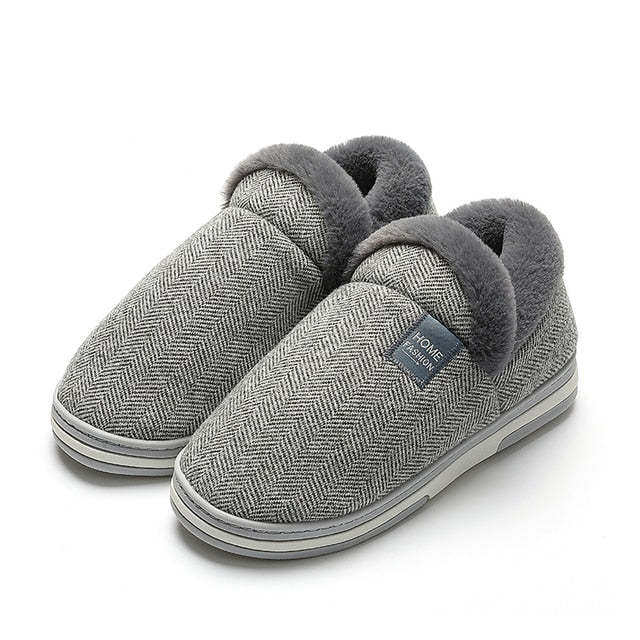 Women Cute Fur Slippers Heel Wrap Winter Footwear