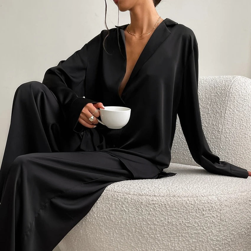 Silky Elegance OverSized Pajama Set