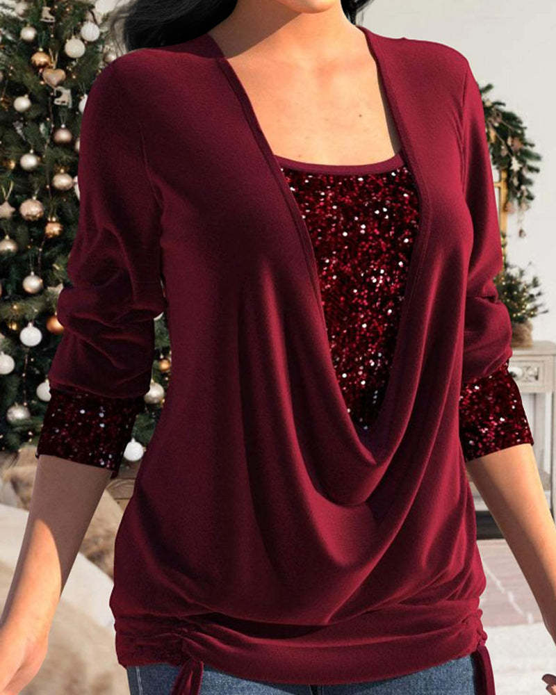 Long Sleeve Sequin Top
