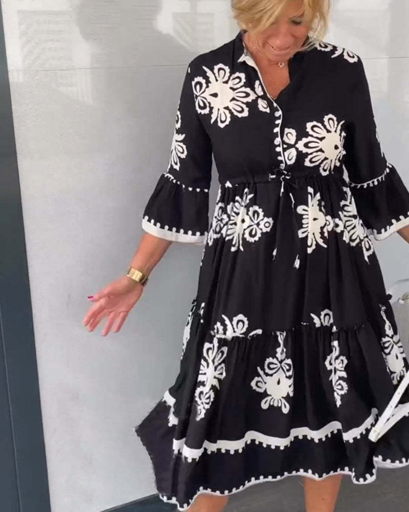 Sleeves Floral Print Dress