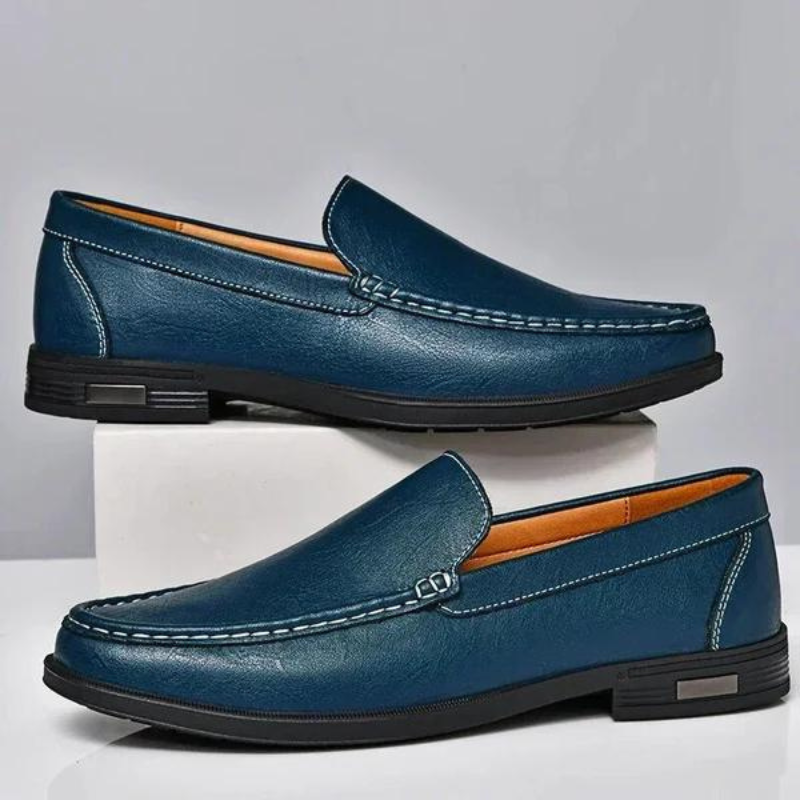 Men’s Leather Loafers – Moc Toe – Slip-On – Rubber Sole – Smart Casual Footwear