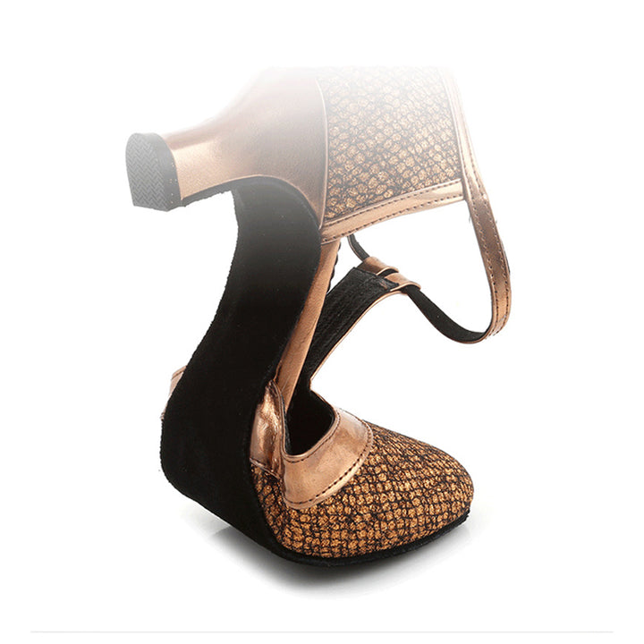 Women's Leatherette Heels T-Strap Ballroom Shoes Swing Dance Shoes