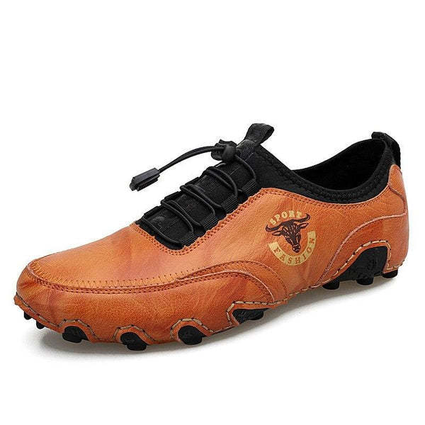 Kaegreel Men's Fashion Retro Handmade Leather Beanie Octopus Shoes Com