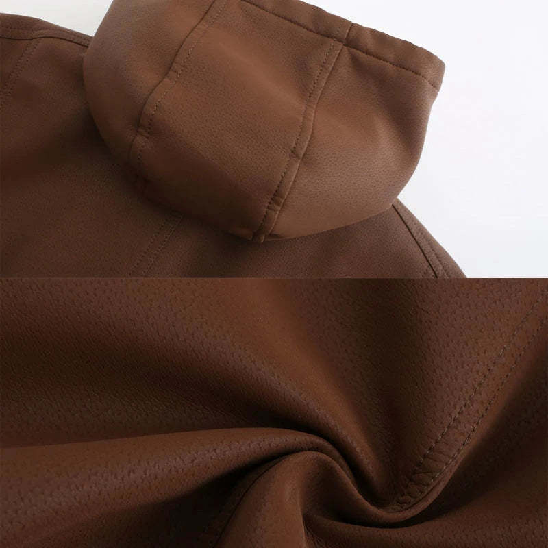 Leather Jacket With Hood