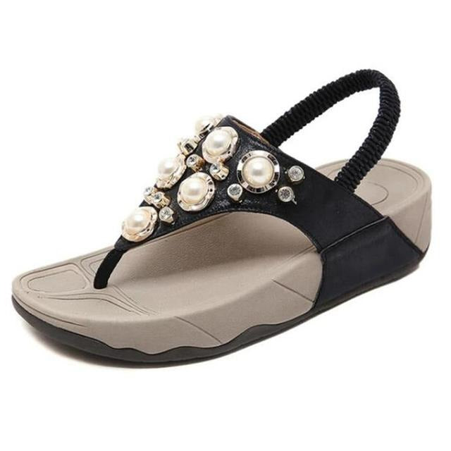 Arch Support Sandals For Women Back Strap Soft Thong Rhinestone Bling