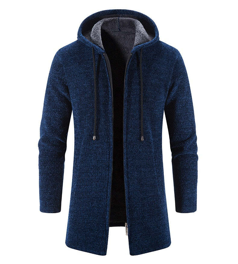  Men's Long Hooded Cardigan