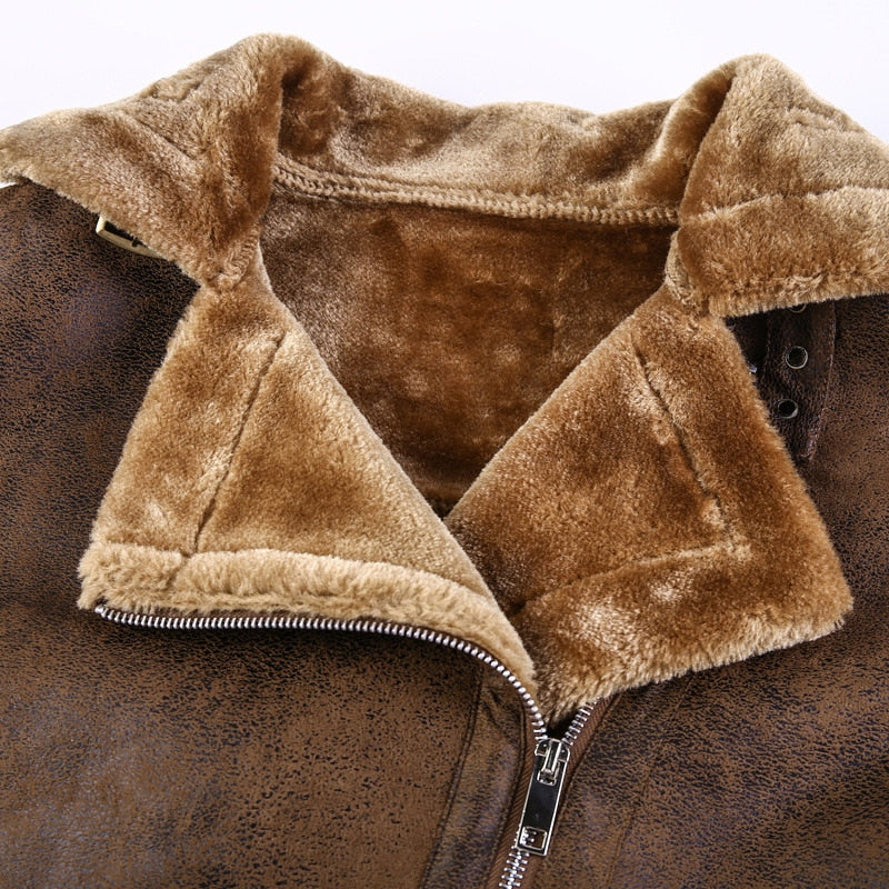 Leather Biker Jacket With Fleece Lining