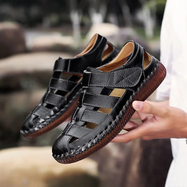 Men's Outdoor Daily Summer Hand-sewn Soft Leather Casual Sandals