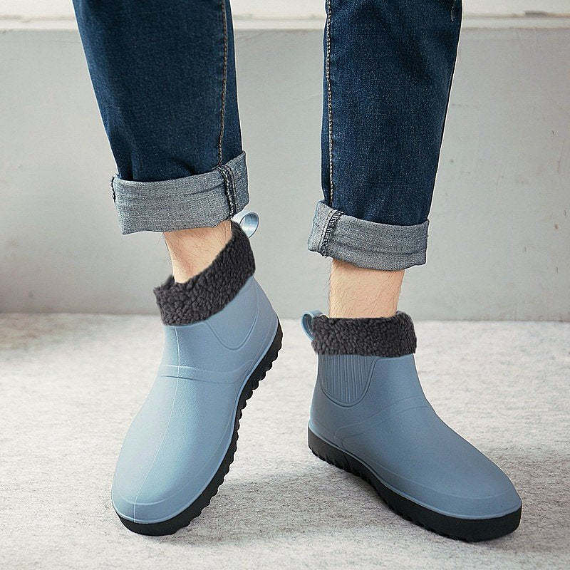 Fishing Plush Ankle Boots PU Waterproof Orthopedic Shoes For Men