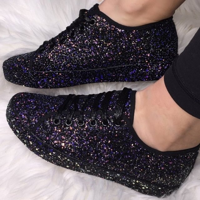 Fashion Glitter Rhinestone Sneakers Women's Shiny Casual Shoes