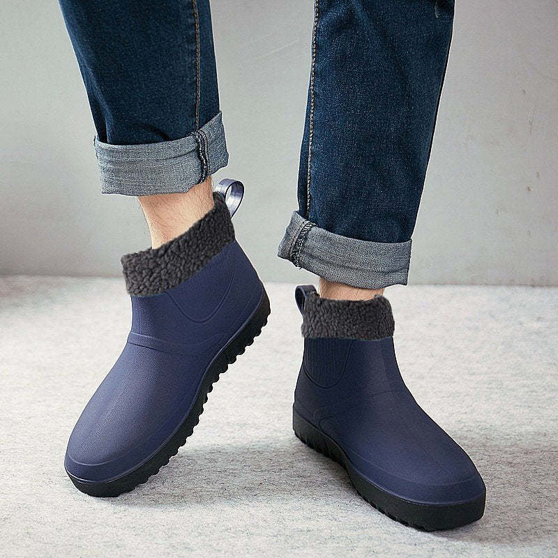 Fishing Plush Ankle Boots PU Waterproof Orthopedic Shoes For Men