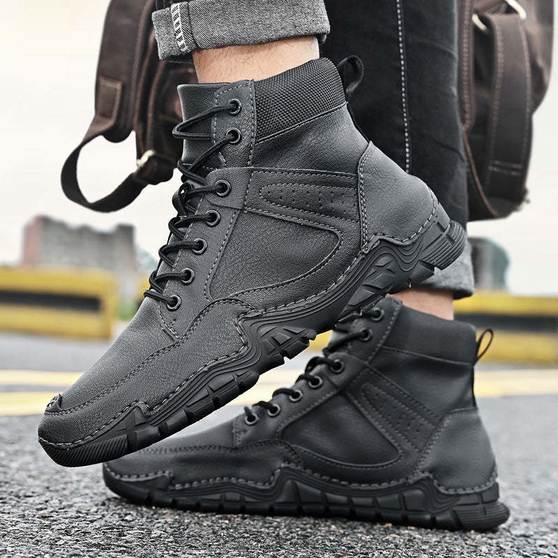 Men Casual Ankle Boots Leather Winter Orthopedic Shoes