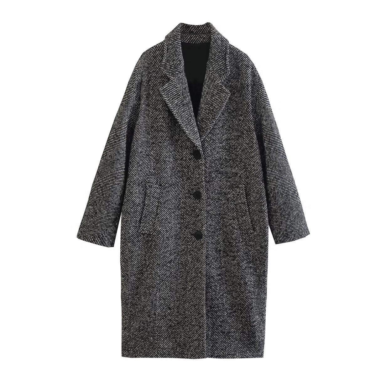 Women's Herringne Pattern Overcoat