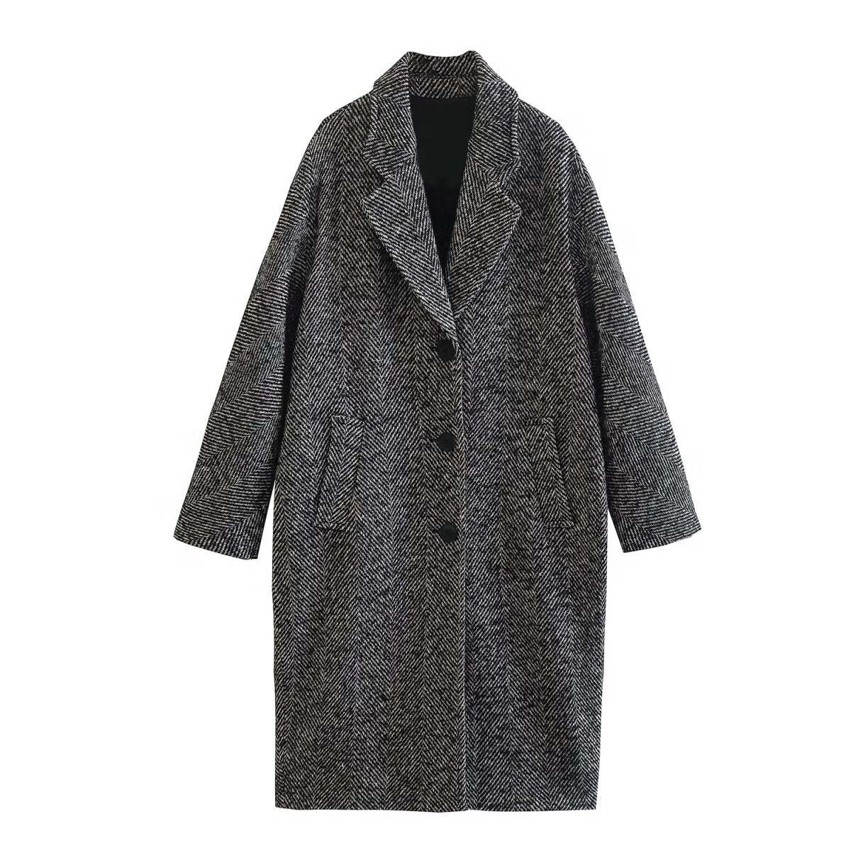 Women's Herringne Pattern Overcoat