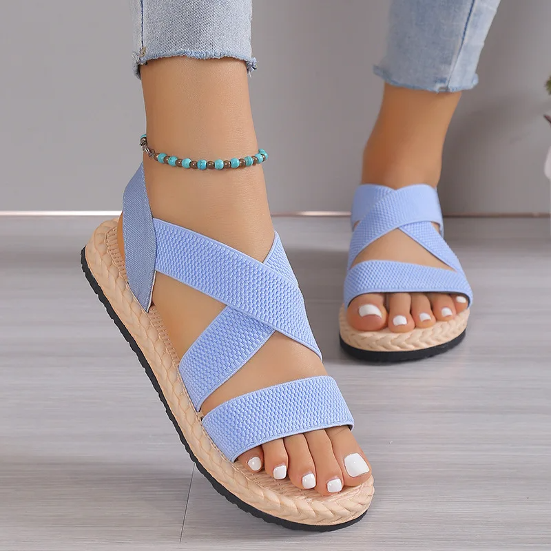 Women's Orthopedic Stretch Sandals Cork Espadrille Roman Sandals