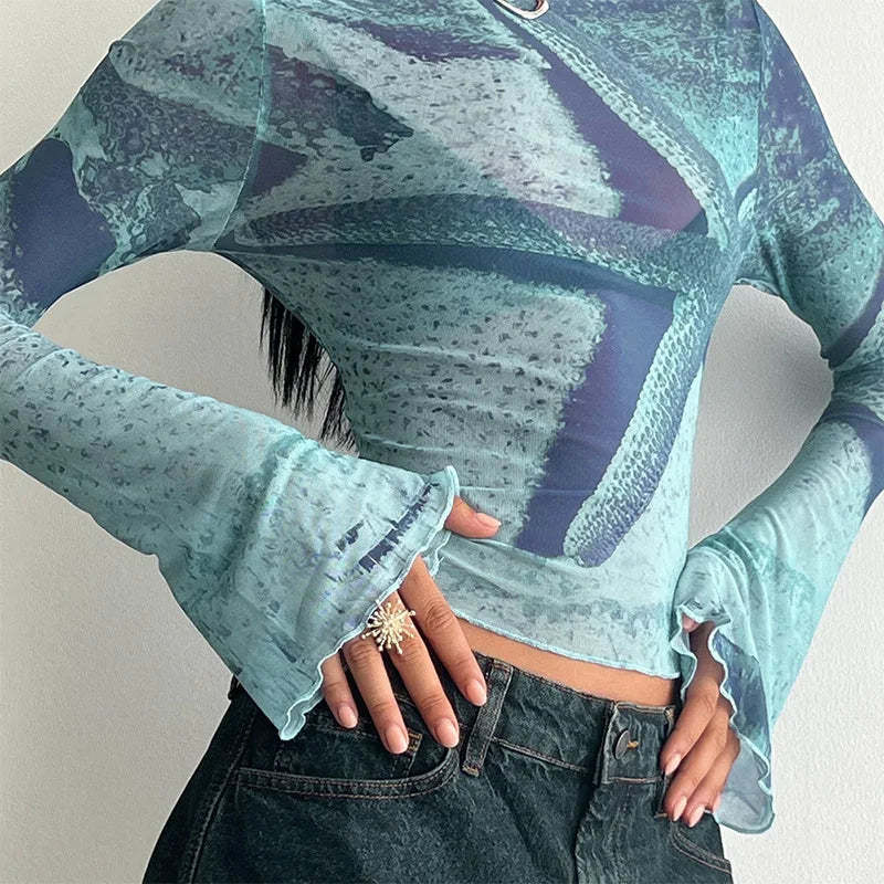 Abstract Print Crop Top