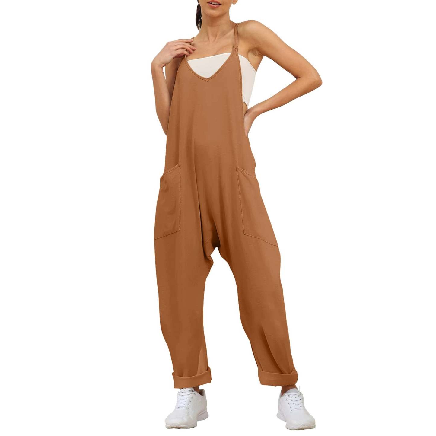 Jumpsuit with wide legs and pockets