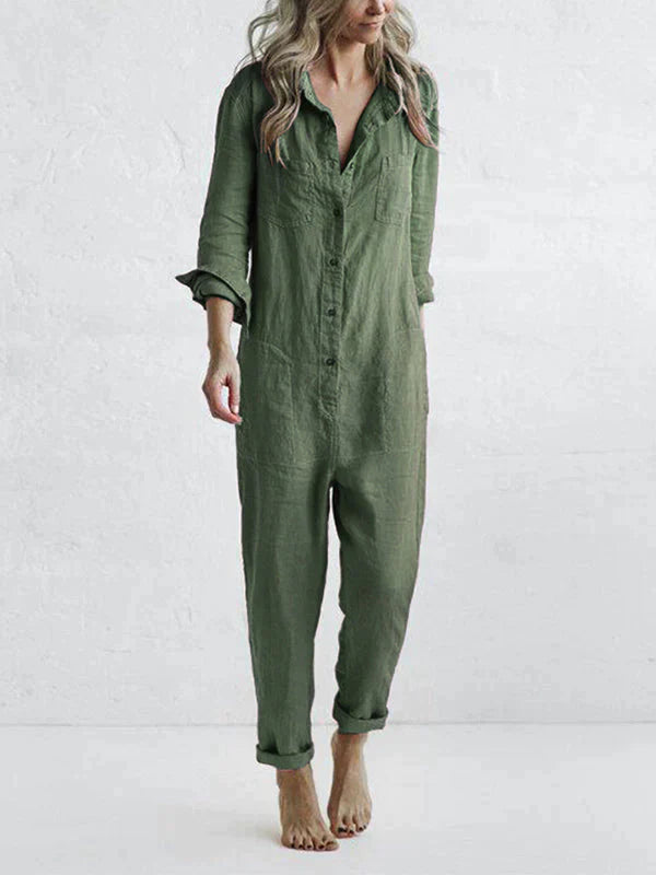 Cotton Turn-Down Jumpsuit