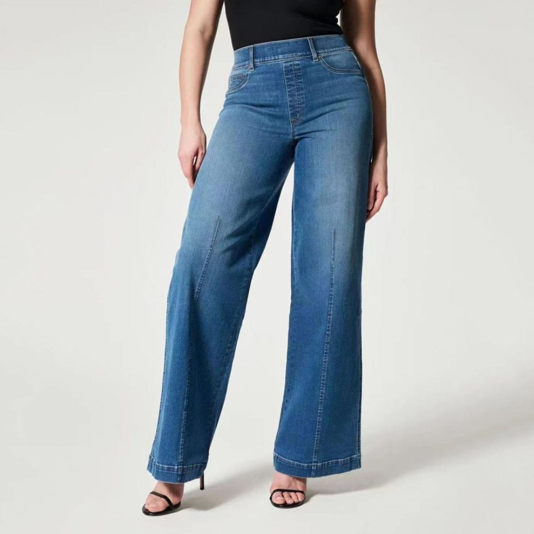 Pull-On Jeans With Wide Legs