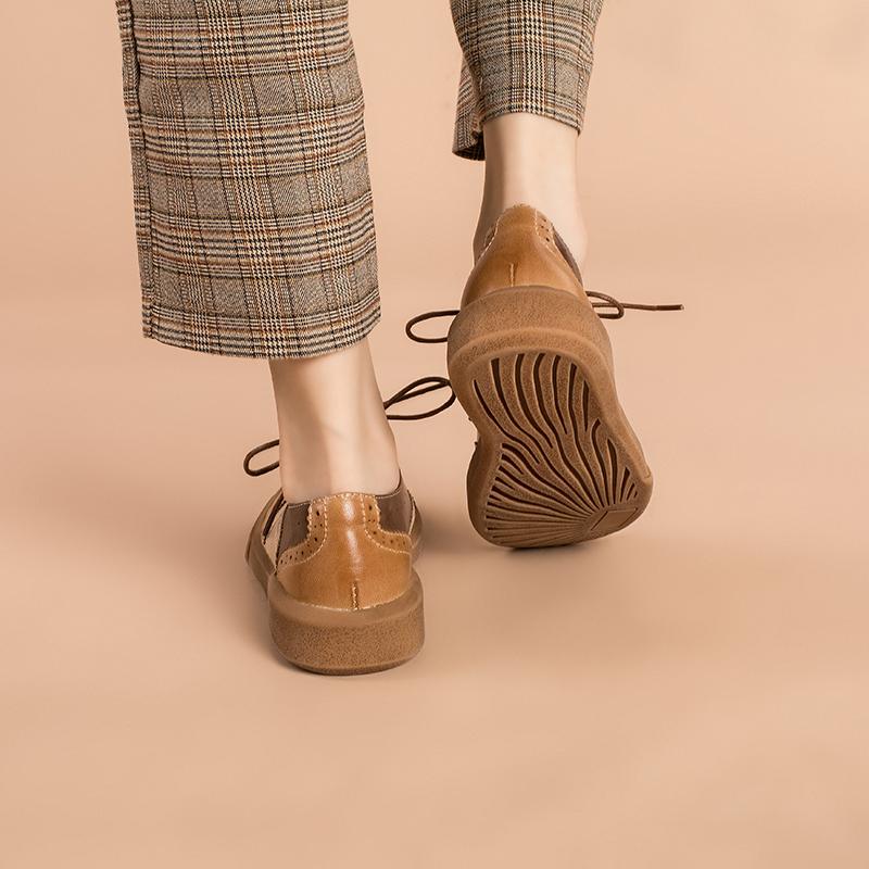 Womens Wingtip Shoes Handmade Sheepskin Full Brogues Oxfords & Tie Flats Muti Color