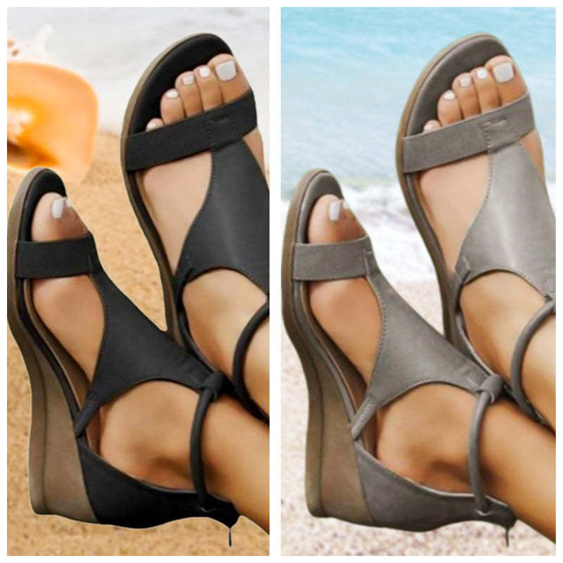 Orthopedic Leather Sandals with Heel