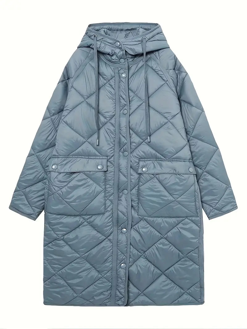 Light Blue Hooded Longline Puffer Coat