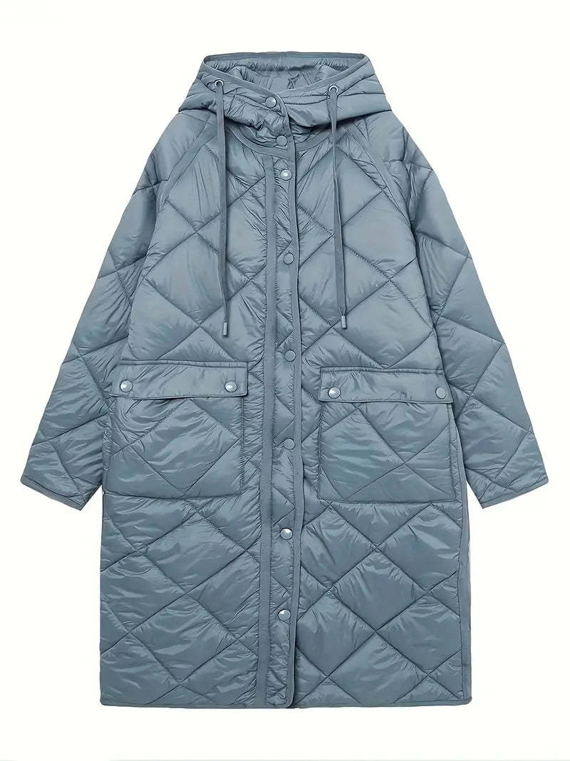 Light Blue Hooded Longline Puffer Coat