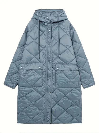 Light Blue Hooded Longline Puffer Coat