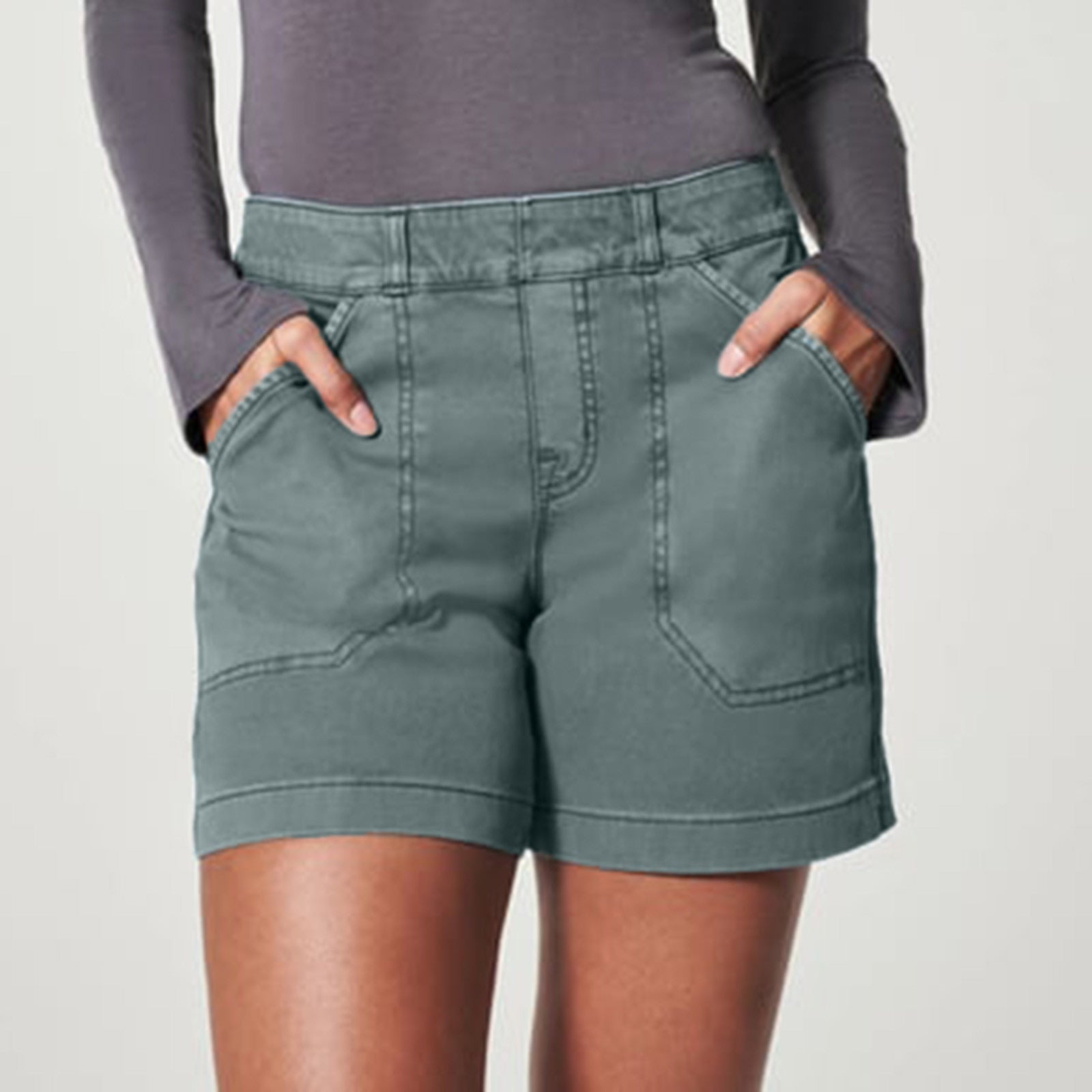 Stretch Pull-On Denim Shorts