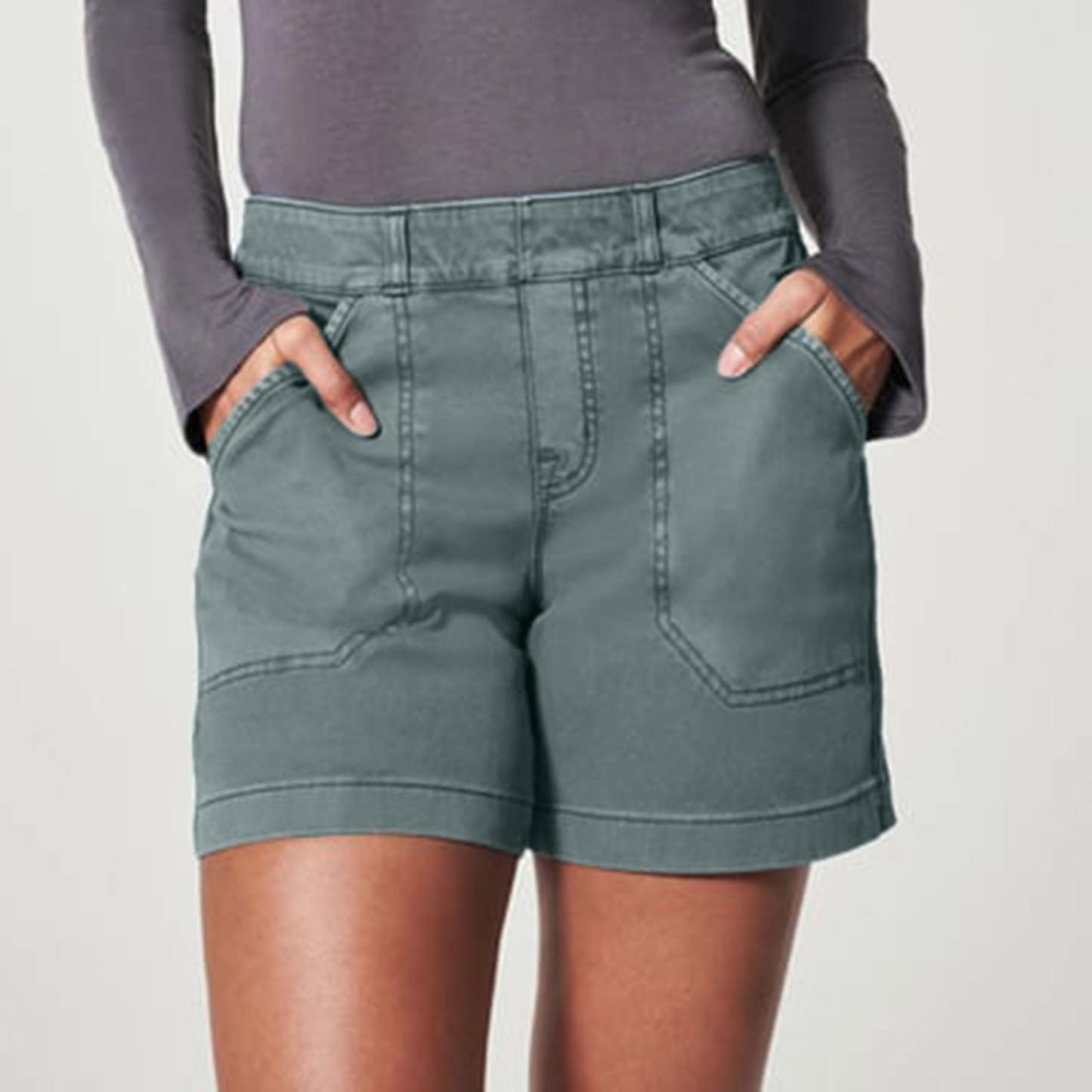 Stretch Pull-On Denim Shorts