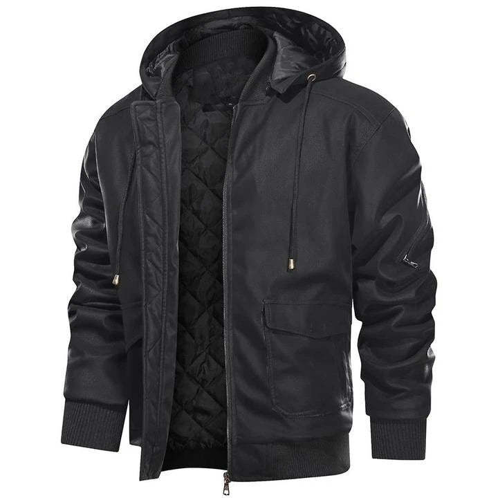Leather Jacket With Hood