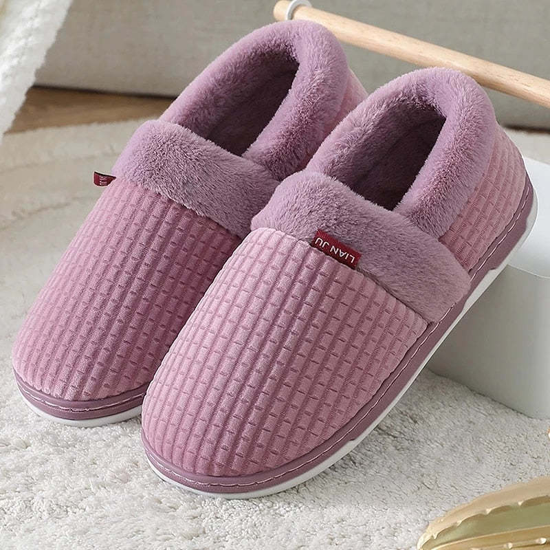Men Colorful Home Fur Slippers Winter Shoes