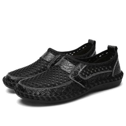 Men's Water Shoes Stitching Honeycomb Mesh Soft Loafers Breathable Outdoor Casual Shoes