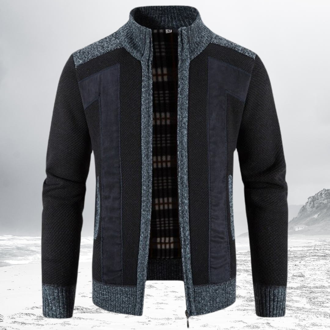 Wool Zip Sweater With Motif