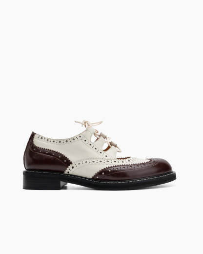 Women's Lace-Up Wingtip Perforated Leather Oxfords